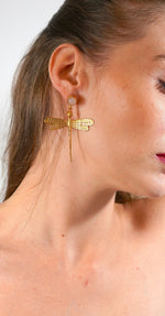 Load image into Gallery viewer, DragonFly with Natural Stones Earring - Aquadan.co