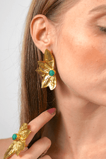 Load image into Gallery viewer, Golden Laurel Pearl Earrings - Aquadan.co