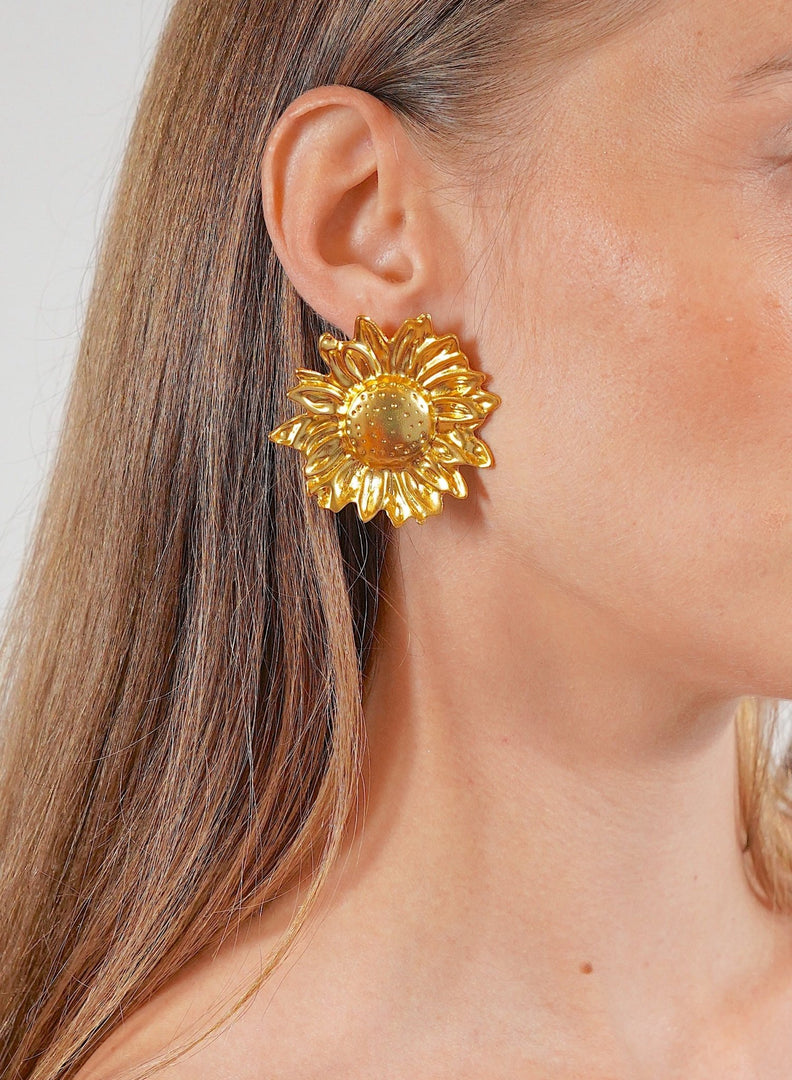 Golden Sunflower Studs - Aquadan.co