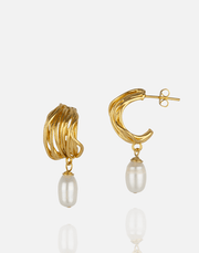Golden Wave Pearl Hoops - Aquadan.co