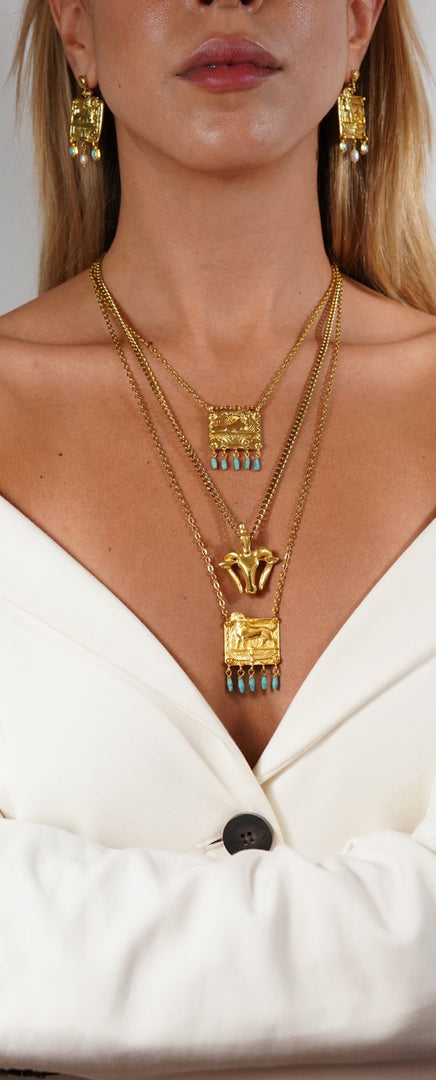 Natural Stone Tear Drop Eyptian Necklace - Aquadan.co